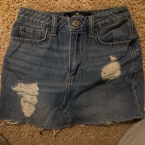 Hollister Women's Distressed Blue Mini Skirt